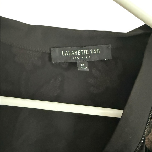 Lafayette 148 New York Brayden Long Sleeve Black Floral Button Down, Size XL - Picture 4 of 8